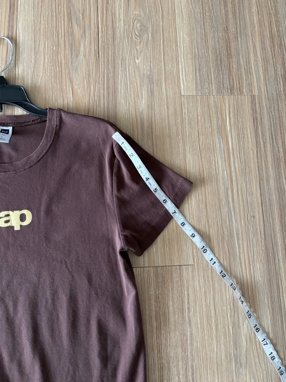 Y2K GAP T-Shirt Brown Gold Logo Cotton Short Sleeve Basic Women L Casual Classic - Picture 7 of 10